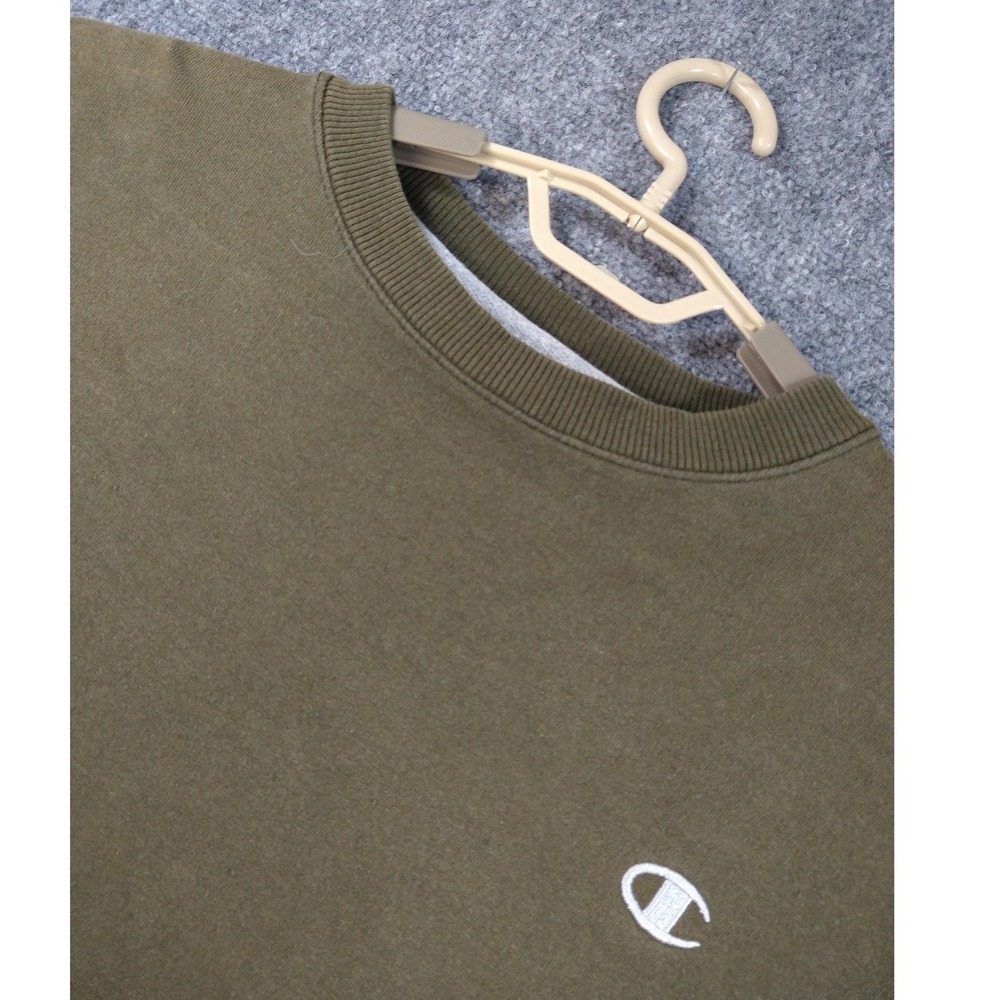 Champion‎ Eco Authentic Mens Crewneck Sweatshirt XL Olive Green Fleece Pullover
